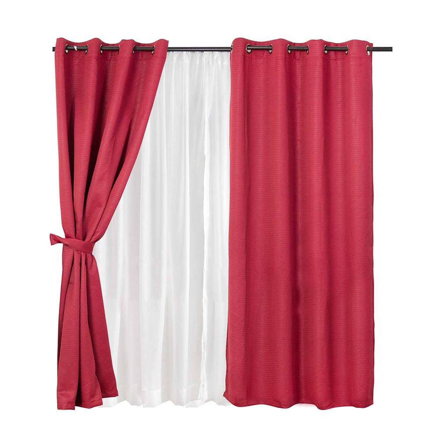 Set Cortina Blackout Emb. 8pzas Arg. 140x220 Burdeo Frutillar image number 0.0
