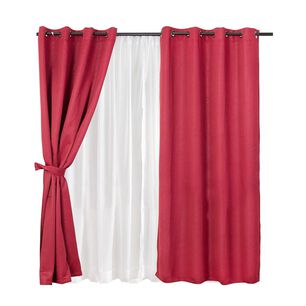 Set Cortina Blackout Emb. 8pzas Arg. 140x220 Burdeo Frutillar