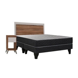Cama Europea Celta Cádiz / 2 Plazas / Base Dividida + Set De Maderas Milan