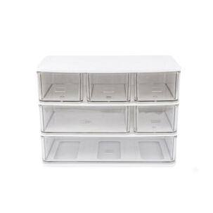 Organizador Escritorio Cajones Pl&aacute;stico Apilable Transparente