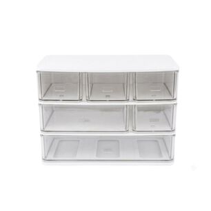 Organizador Escritorio Cajones Pl&aacute;stico Apilable Transparente