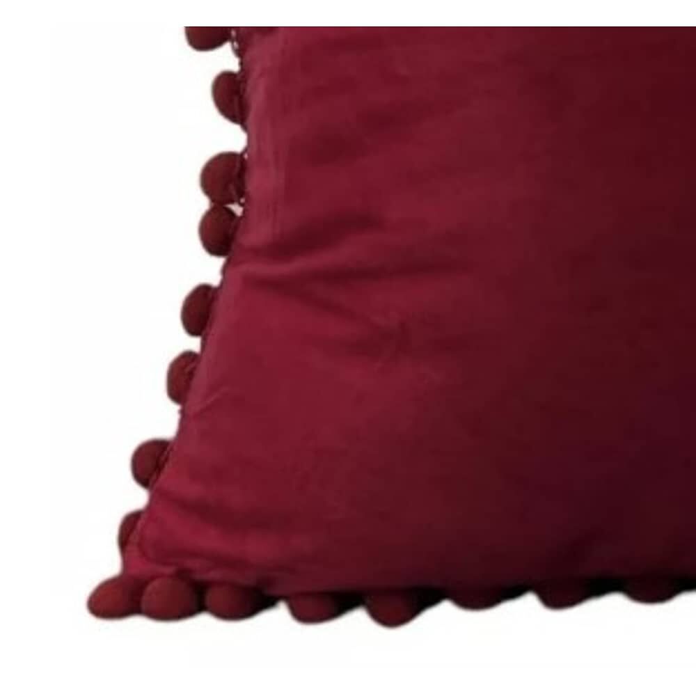 Funda De Cojines Con Pompones. Medida 45x45. Terciopelo. Burdeo image number 2.0