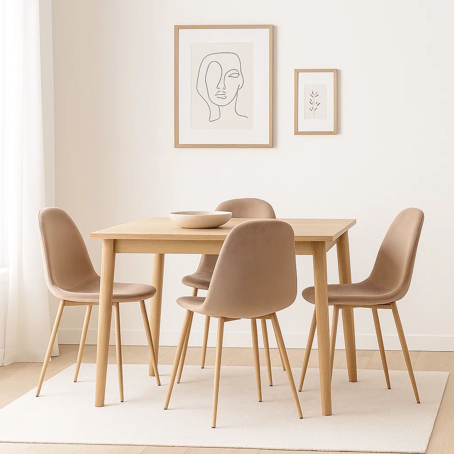 Pack De 4 Sillas Spoon Terciopelo - Beige image number 2.0