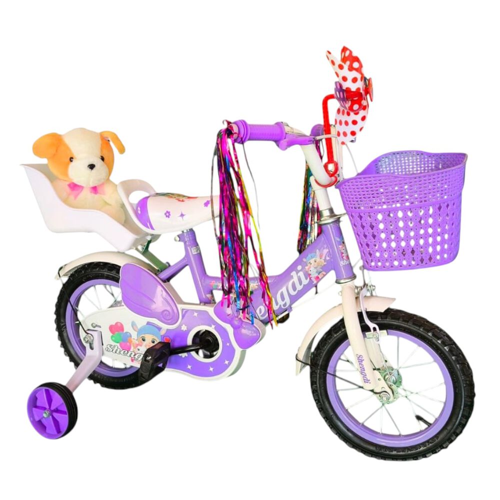 Bicicleta Aro 12 Infantil Con Peluchero Lila Shengdi image number 1.0