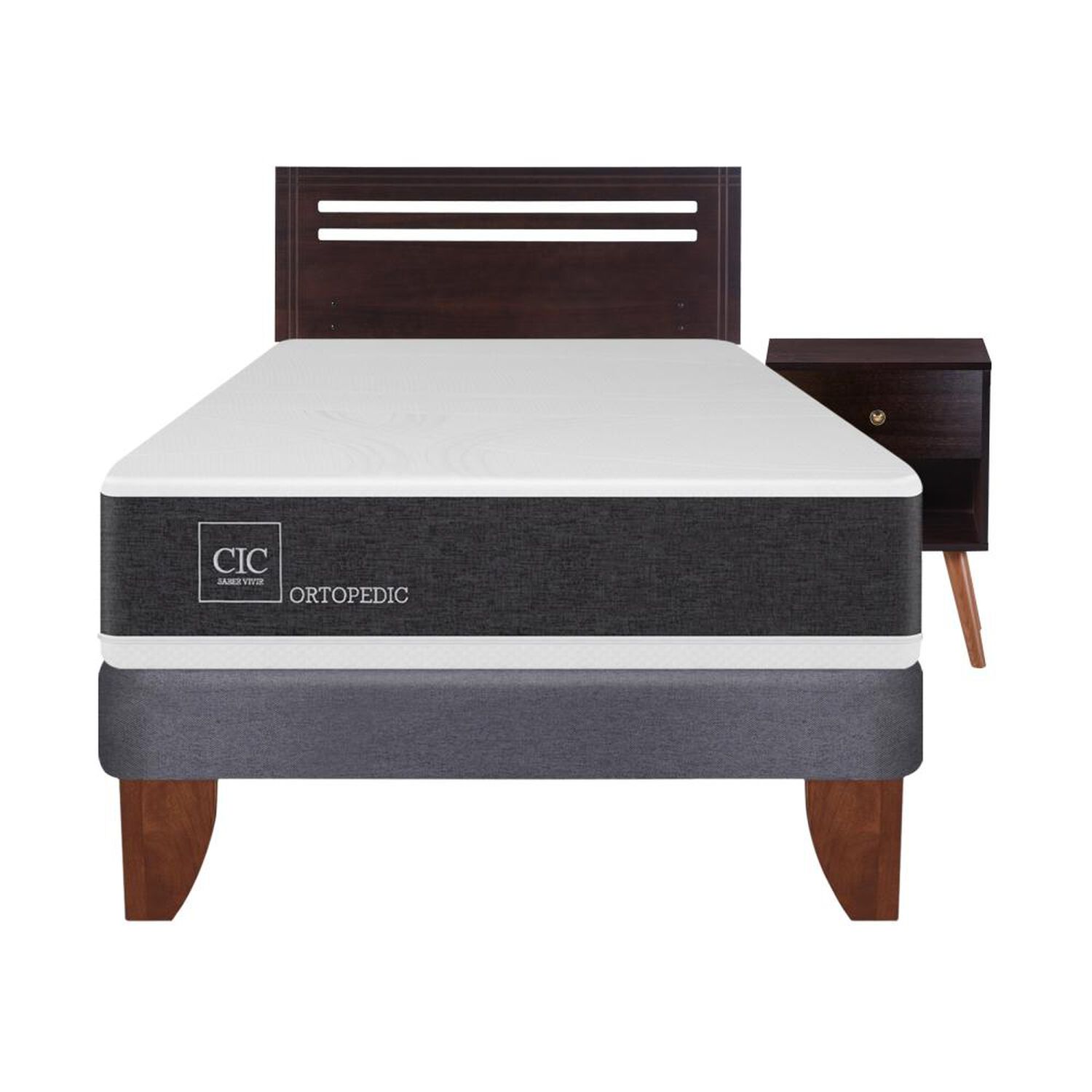 Cama Europea Cic Ortopedic / 1.5 Plazas / Base Normal + Set De Maderas image number 0.0