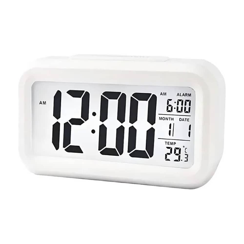 Reloj Despertador Digital Luz Lcd Temperatura Blanco image number 0.0