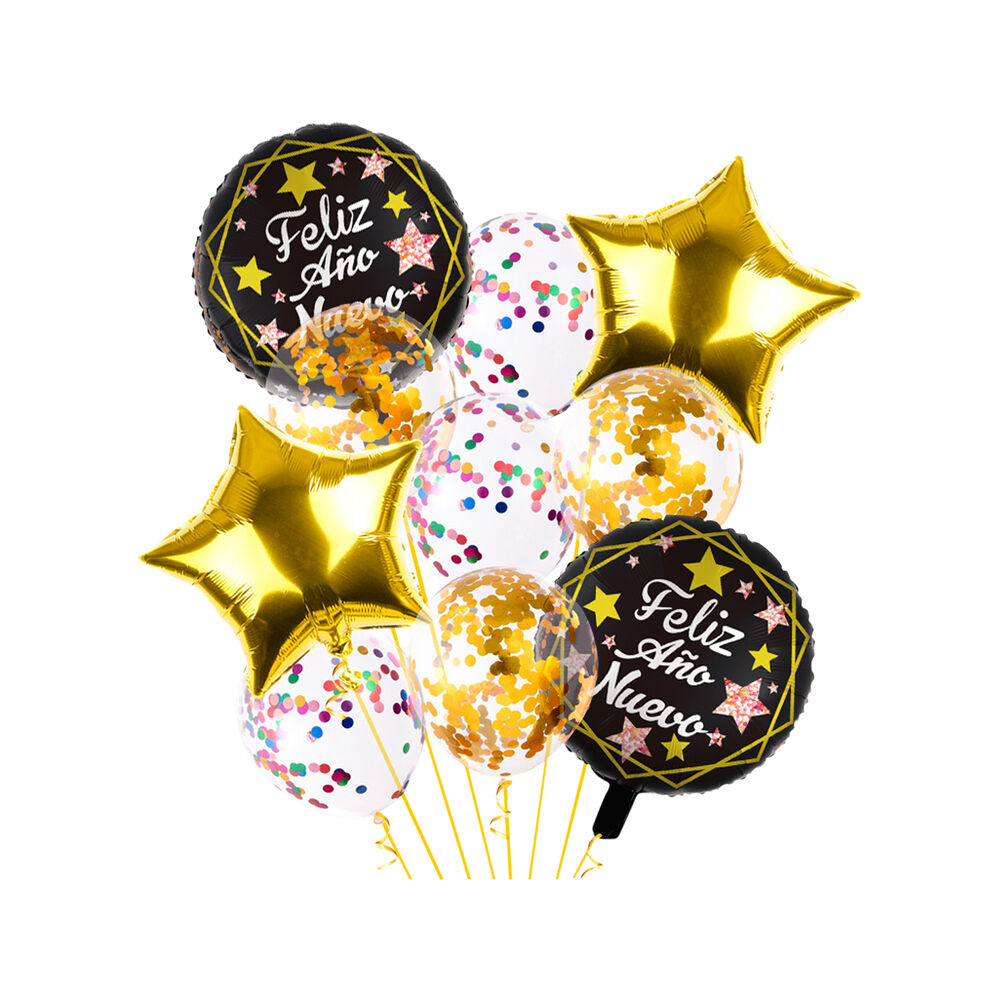 Set 10 Globos Feliz Año Nuevo 46 Cm Big Party image number 0.0