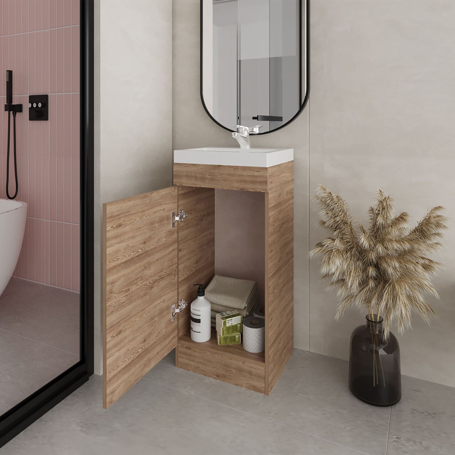 Mueble Vanitorio 1 Puerta Fm-005c Caf&eacute; Claro image number 5.0