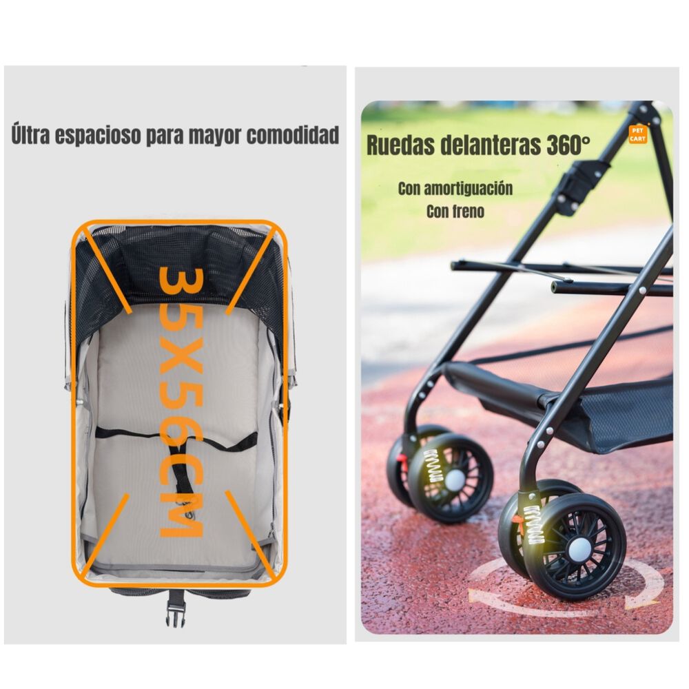 Coche Para Mascotas Perros Gatos 2 En 1 Lubabycas Negro image number 6.0