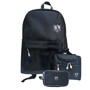 Set Mochila Lonchera Estuche Colocolo 3 Piezas Escolar Negro