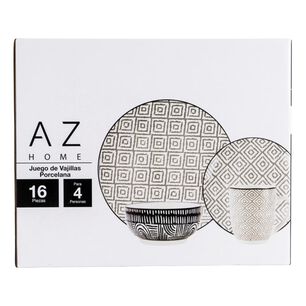 Juego De Vajilla Azhome Rombos / 16 Piezas / 4 Personas