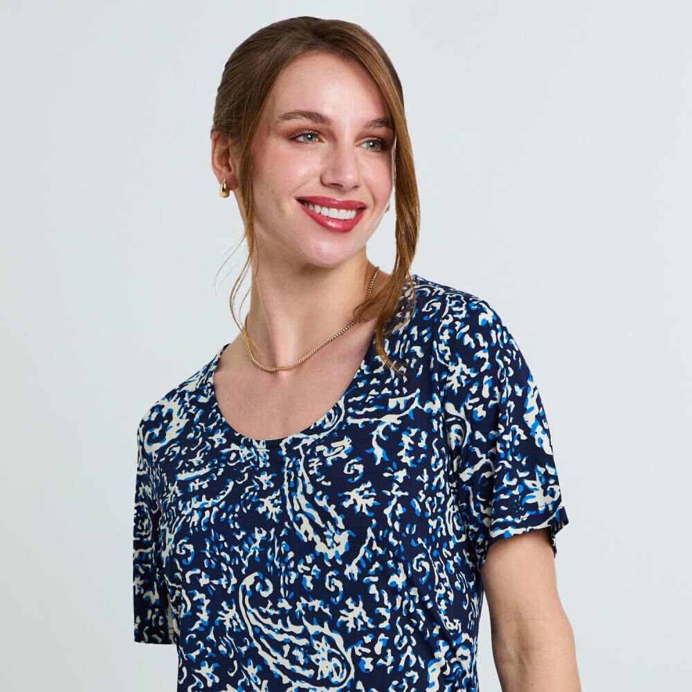 Vestido Full Print Manga Corta Cuello Redondo Mujer Lesage image number 4.0