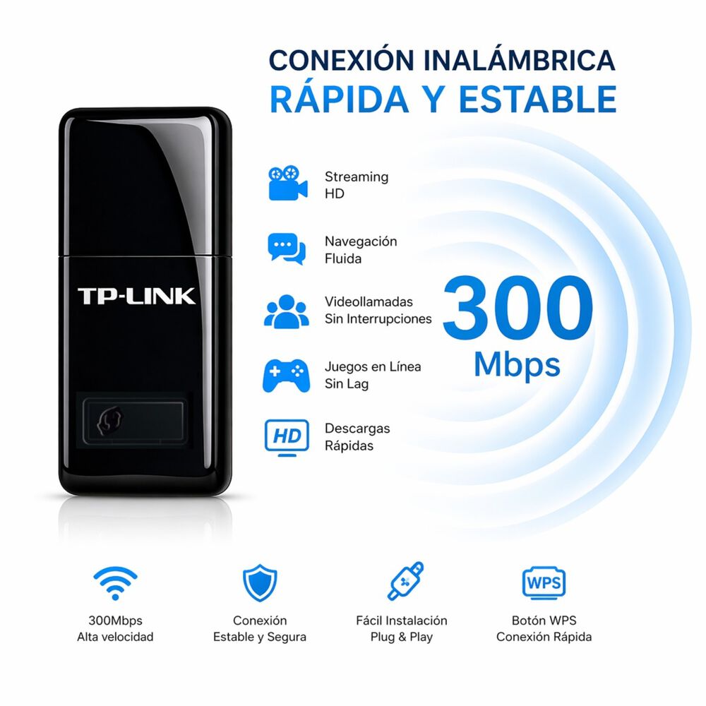 Adaptador Wifi Usb Tp-link 300mbps Wn823n High Speed image number 3.0