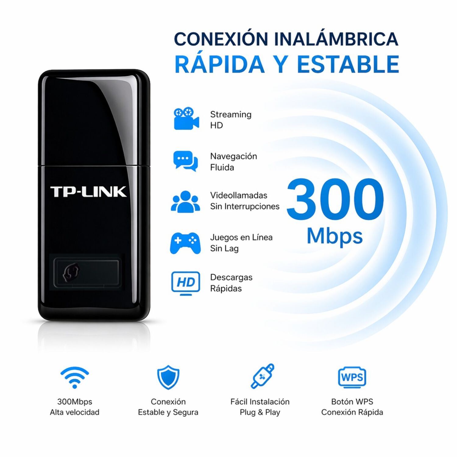Adaptador Wifi Usb Tp-link 300mbps Wn823n High Speed image number 3.0