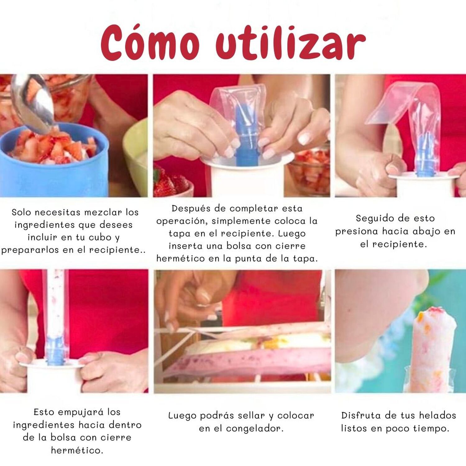 Molde Manual Para Cubos Helados Caseros + 20 Bolsas image number 4.0