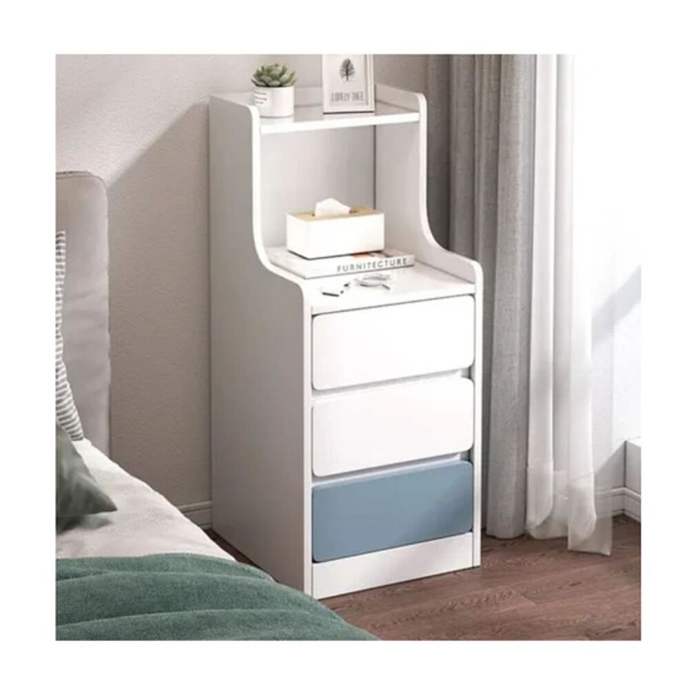 Velador Angosto Con Cajones Homer Design 30x34x87cm Blanco image number 2.0