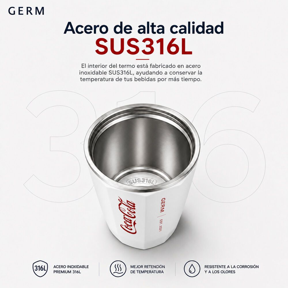 Vaso Termico Mug Germ Coca-cola Acero Inoxidable 390ml White image number 8.0