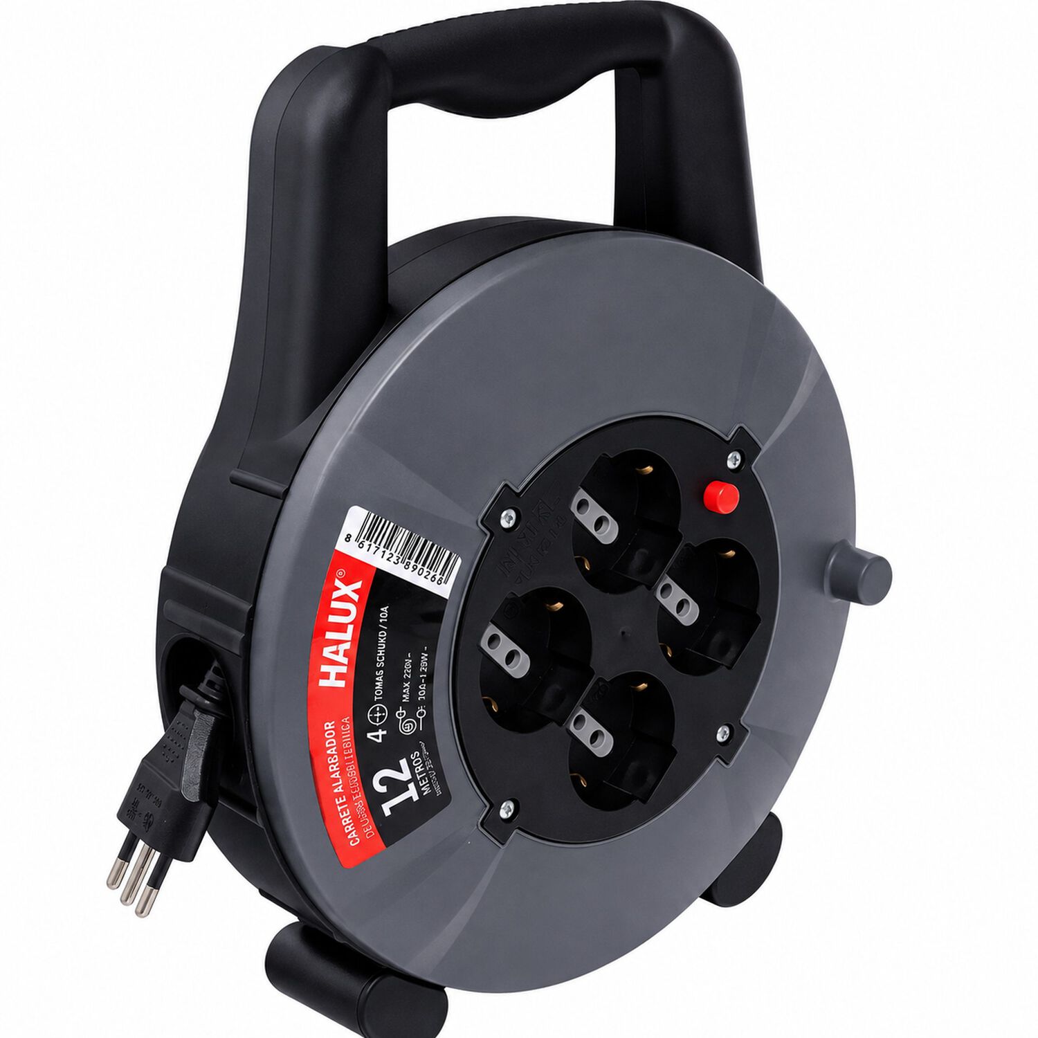 Carrete Alargador Halux 4 Tomas 12m 2200w Negro image number 0.0