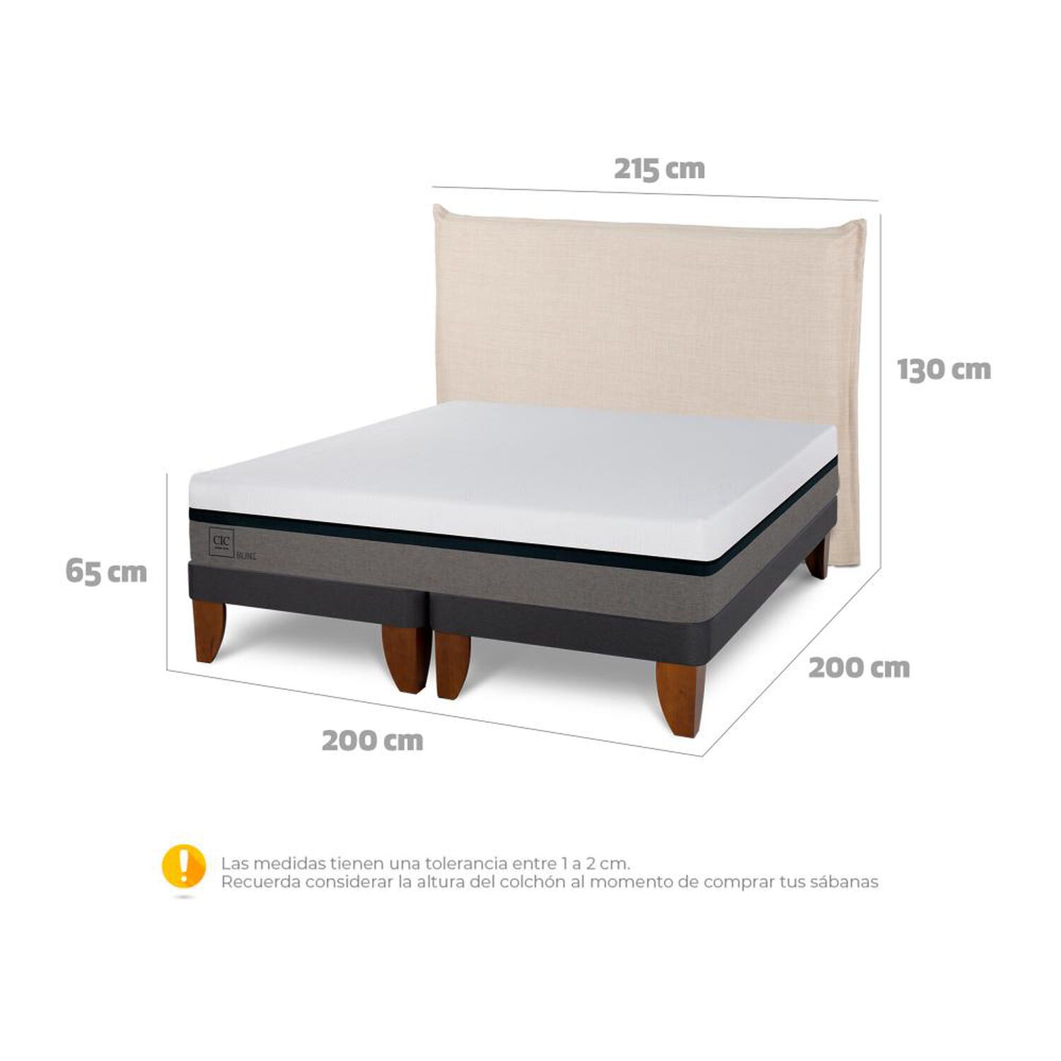 Cama Europea Cic Balance / Super King / Base Dividida + Respaldo image number 6.0