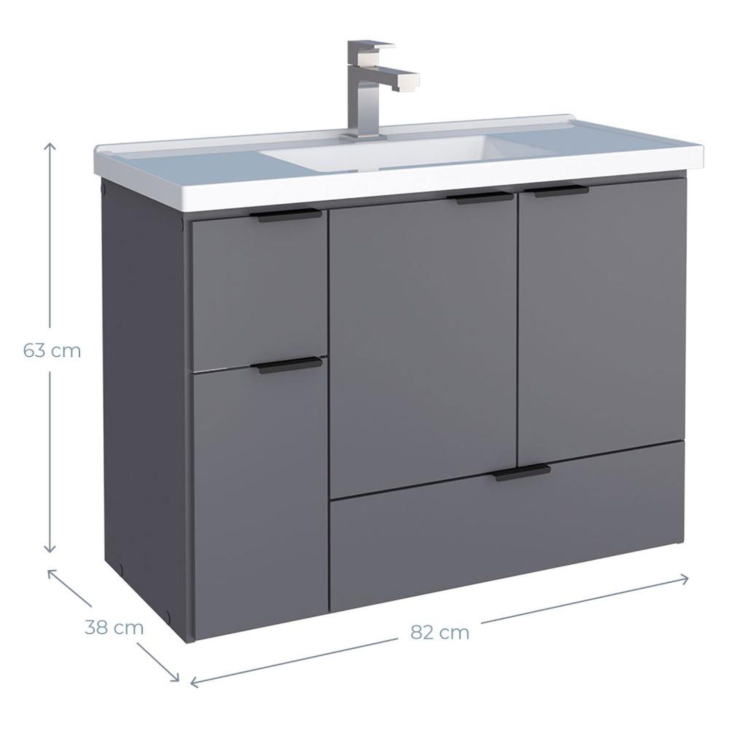Vanitorio Vekkahome Orquedea 80 Grey / 3 Puertas image number 1.0