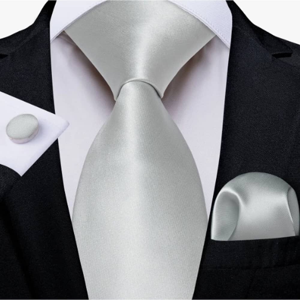 Corbatas Seda Hombres, Pa&ntilde;o Y Colleras Plateado image number 0.0