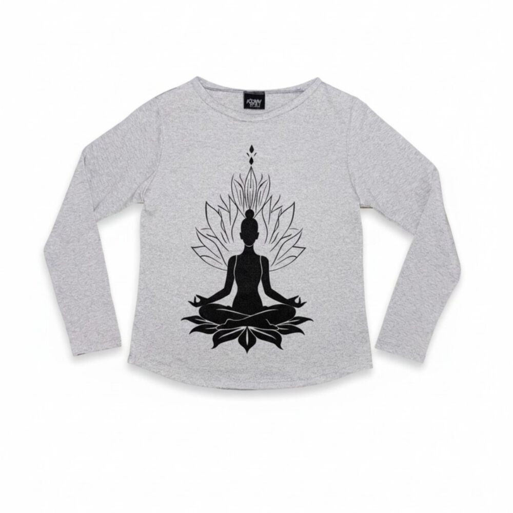 Pijama Mujer Algod&oacute;n Yoga Gris image number 4.0