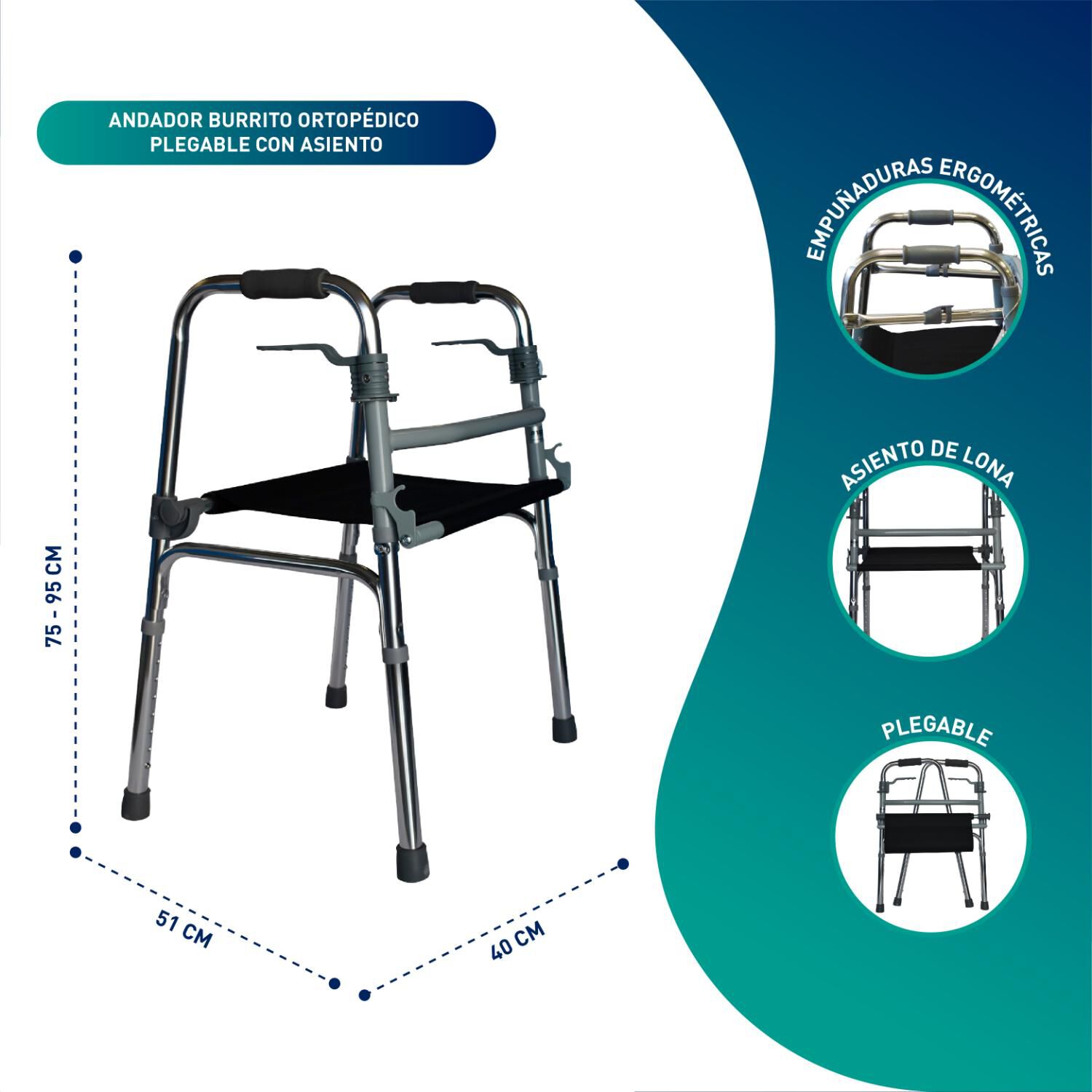 Andador Plegable Con Asiento image number 1.0