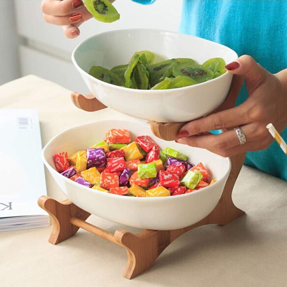 Frutera Cer&aacute;mica / Madera 2 Niveles 22cm image number 3.0