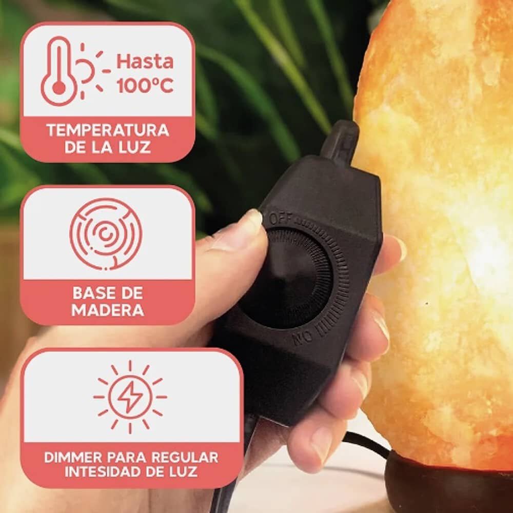 L&aacute;mpara De Sal Himalaya Roca Intensidad Regulable image number 3.0