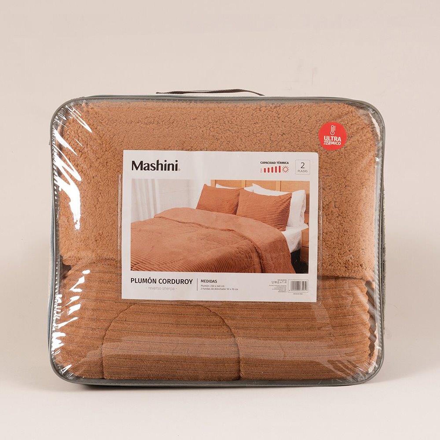 Plumon Corduroy Coral Sherpa 1.5 Plazas Terra image number 2.0