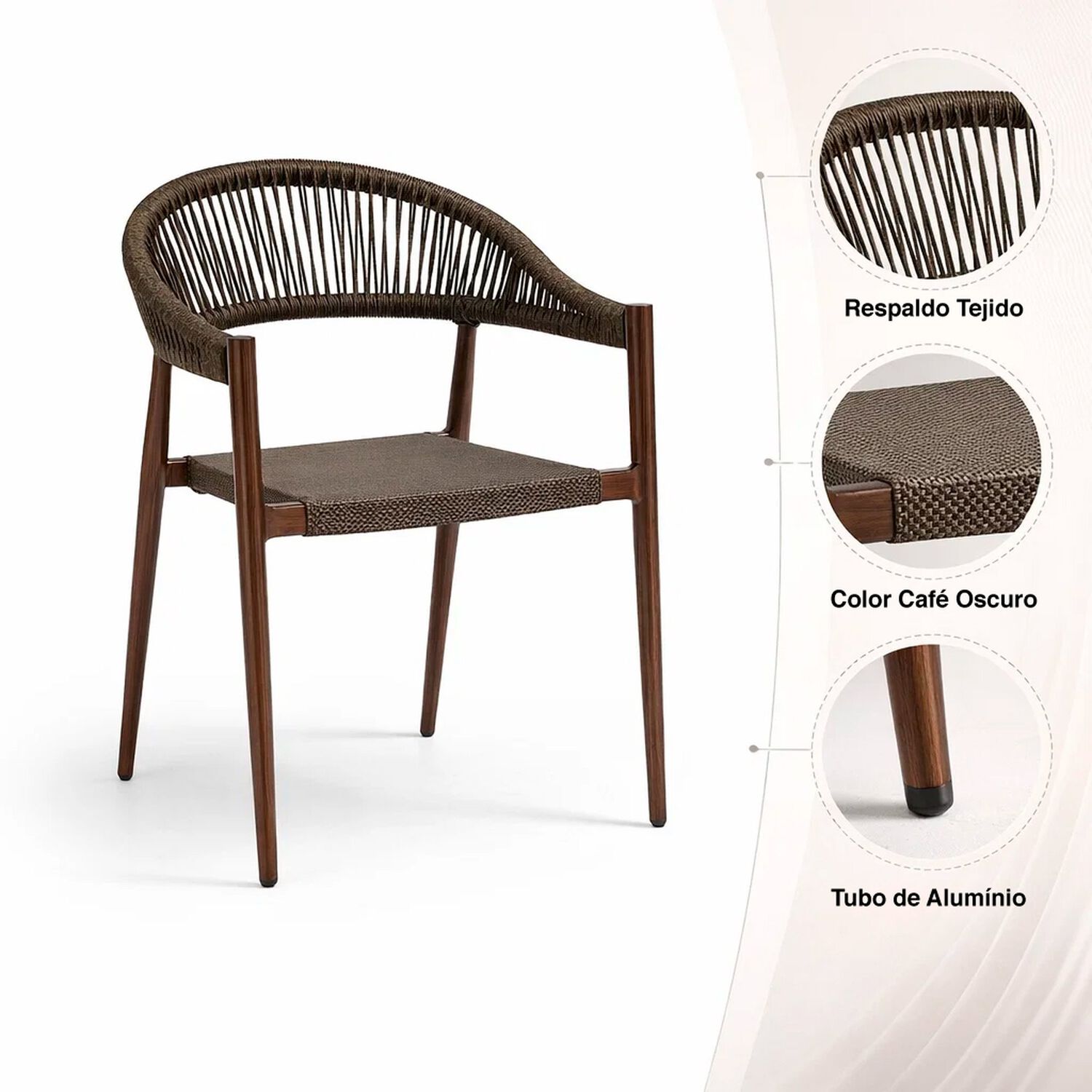 Pack De 4 Sillas De Terraza Douce - Aluminio Y Rattan image number 4.0