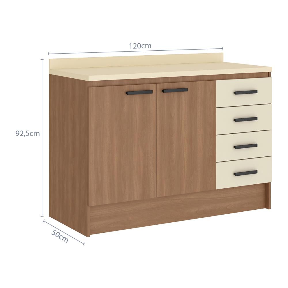 Mueble De Cocina Base Vekkahome Mia 120 Cm Beige image number 1.0