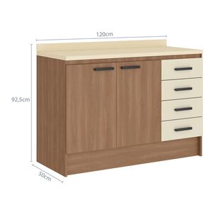 Mueble De Cocina Base Vekkahome Mia 120 Cm Beige