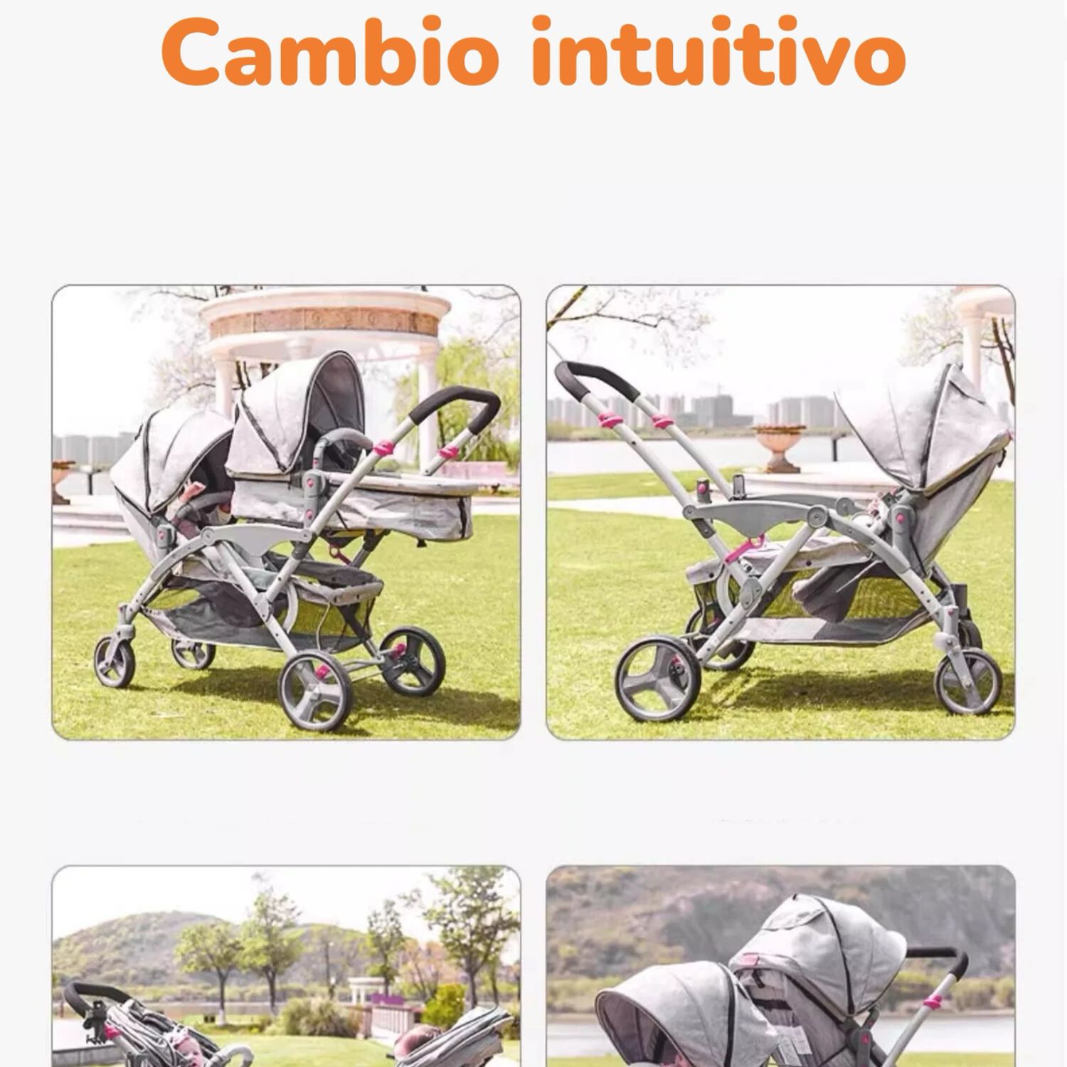 Coche Doble Duo Reclinable 9 Modos En 1 Lubabycas Negro image number 7.0