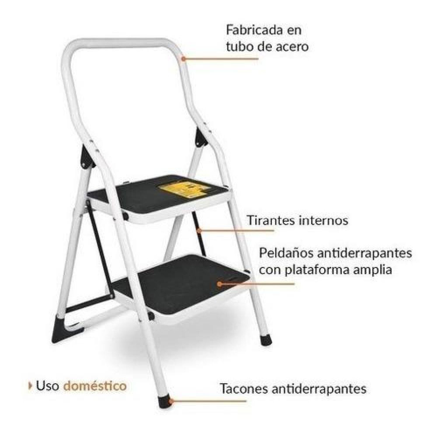 Escalera Tubular Plegable 2 Pelda&ntilde;os C/baranda Acero image number 2.0