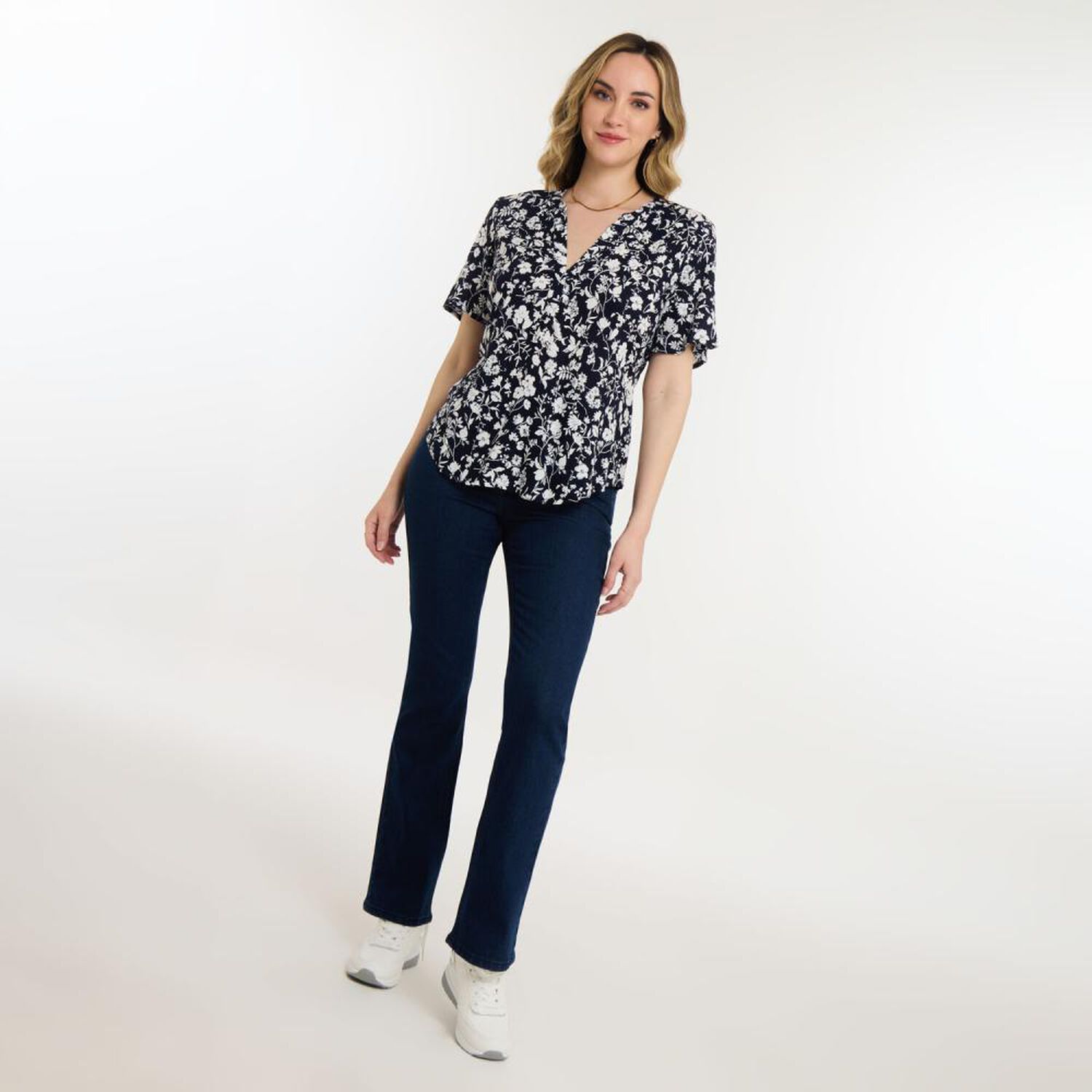Blusa Full Print Manga Corta Cuello V Mujer Geeps image number 1.0