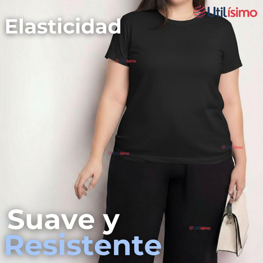 Polera Camiseta Mujer 100% Algod&oacute;n Premium Manga Corta B&aacute;sico Negro image number 6.0