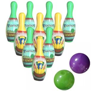 Set Juego De Bowling Plastico 10 Bolos Y 2 Pelotas Grande