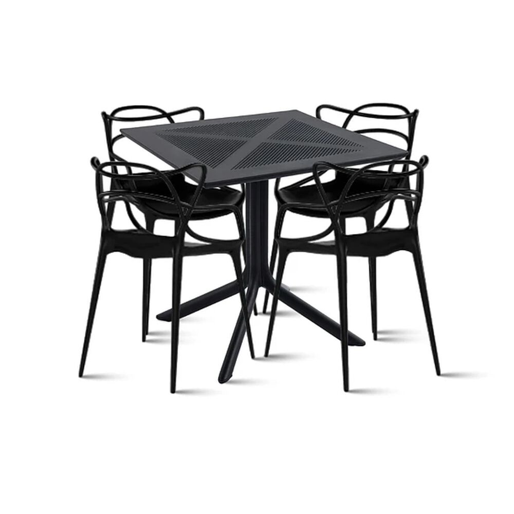 Mesa Restaurant 80x80 Polipropileno + 4 Sillas Master Negras image number 0.0