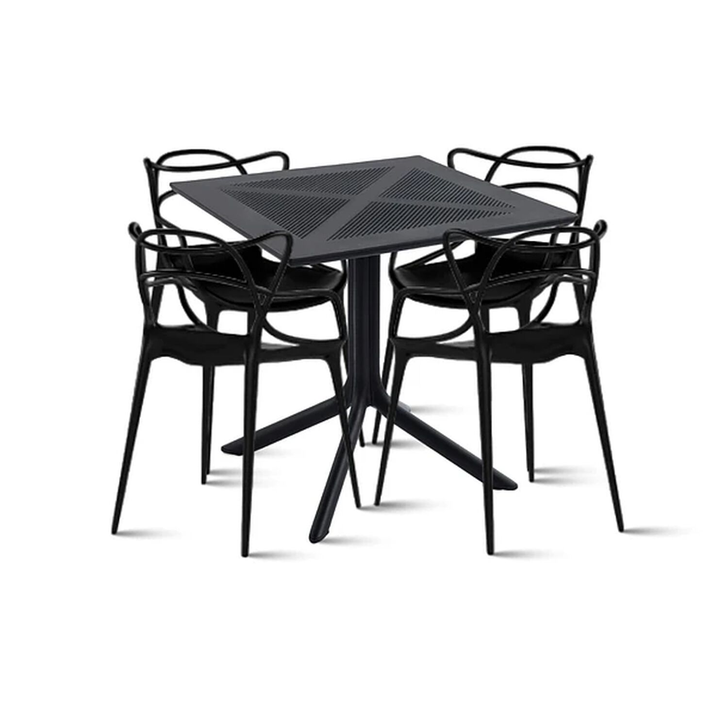 Mesa Restaurant 80x80 Polipropileno + 4 Sillas Master Negras image number 0.0