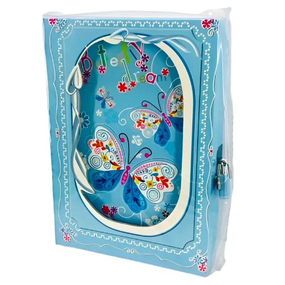 Diario De Vida Mariposa Colores Con Candado Celeste image number 0.0