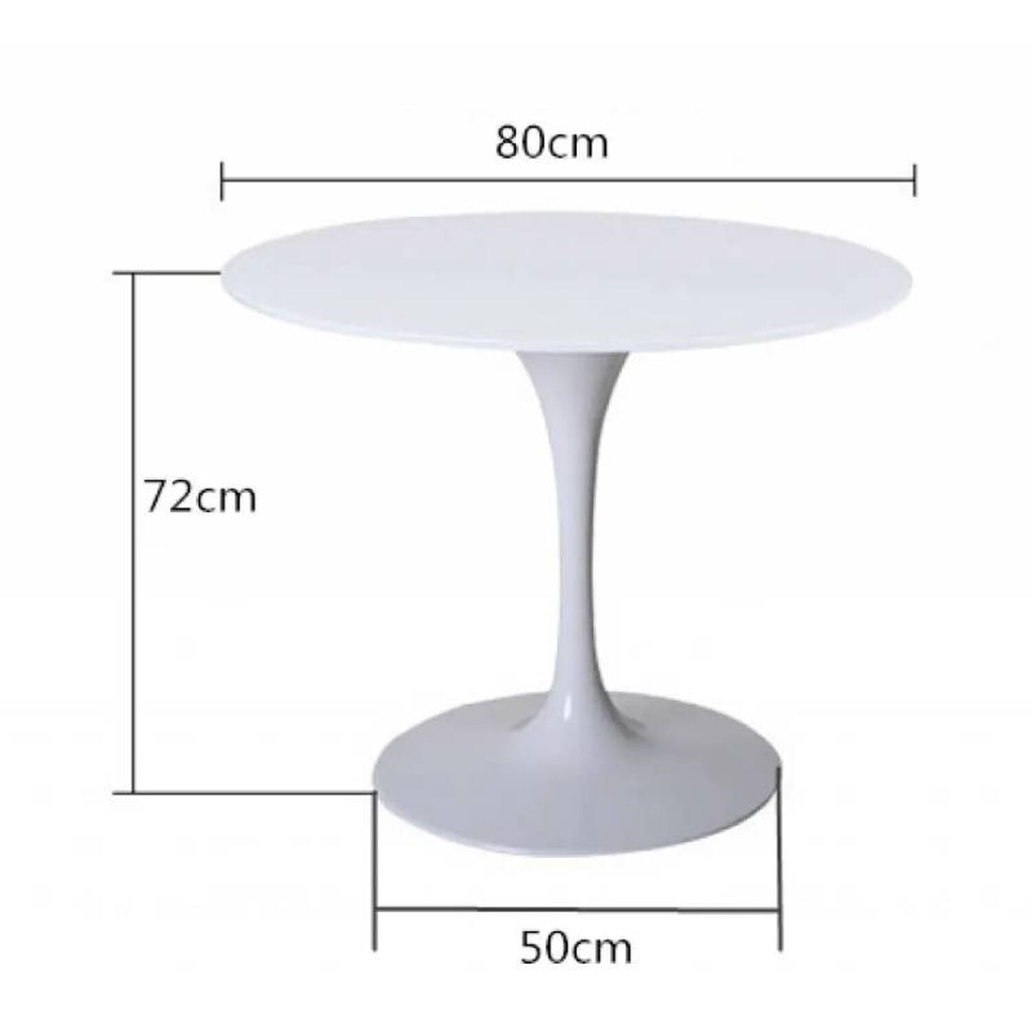 Mesa Comedor Redonda Estilo Tulip 80 Cm Blanca Cubierta Mdf Y Base Acero Inoxidable image number 0.0