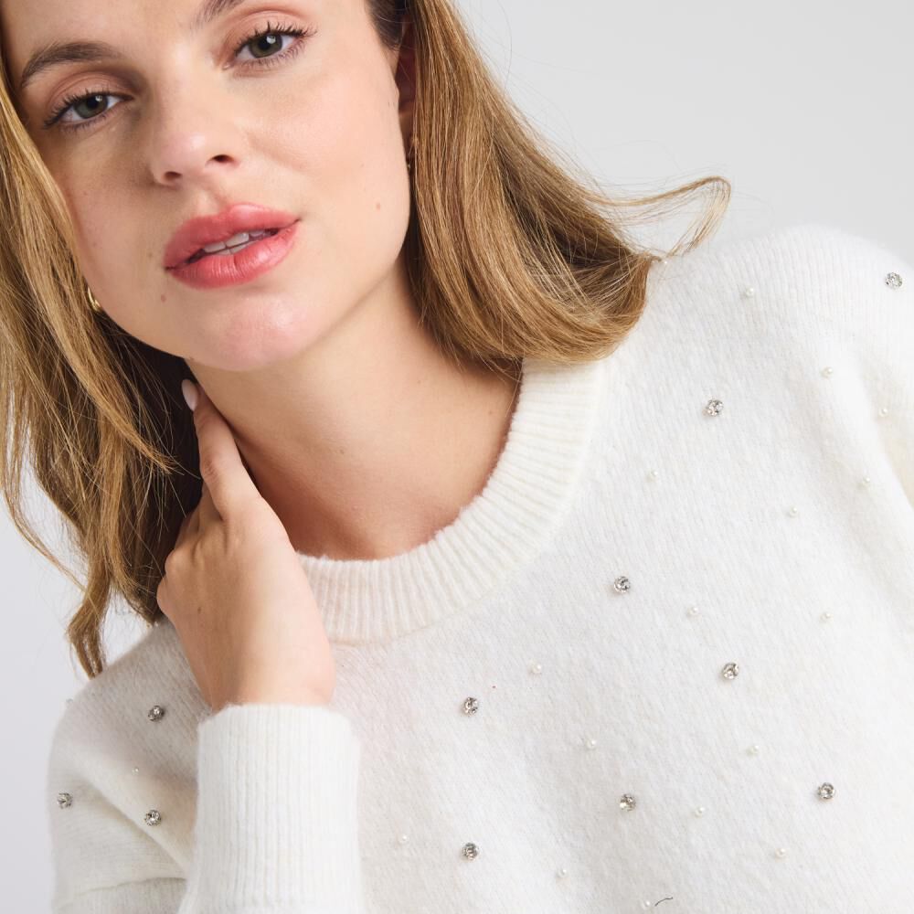 Sweater Aplicación Perlas Regular Mujer Kimera image number 4.0