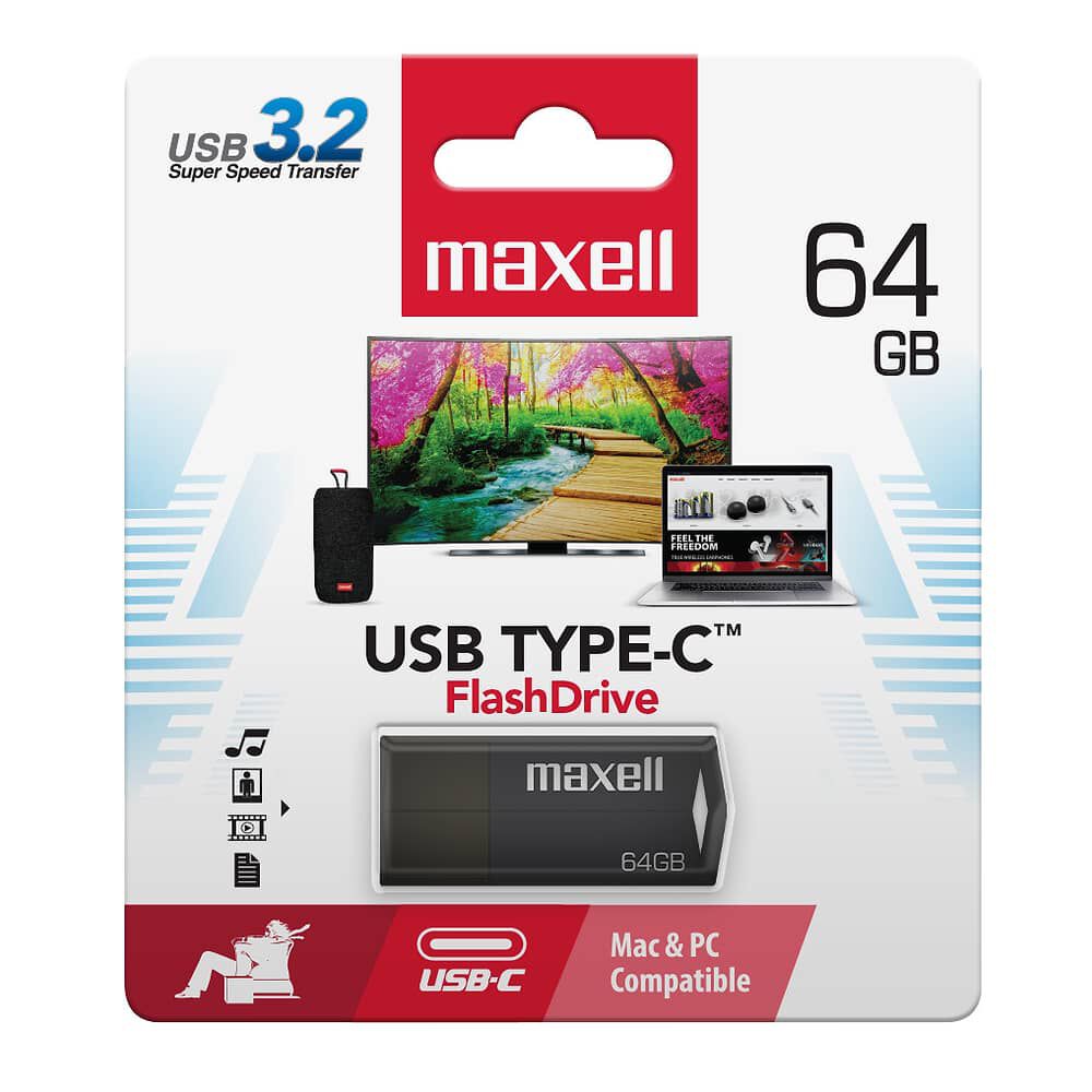 Pendrive Maxell Usbtc Tipo C 64gb 3.2 Negro image number 1.0