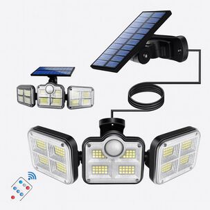 Luz Solar Foco Triple Cabezal Con Sensor De Movimientos Negro Con Cable Luz Solar Foco Triple Cabezal Con Sensor De Movimientos Negro Con Cable