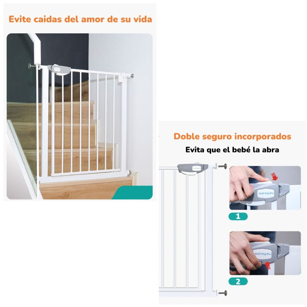 Puerta Seguridad Reja Expandible Beb&eacute; 77-102cm Lubabycas image number 6.0