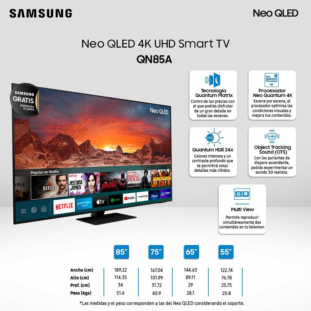 Neo QLED Samsung QN85A / 65'' / Ultra HD / 4K / Smart Tv