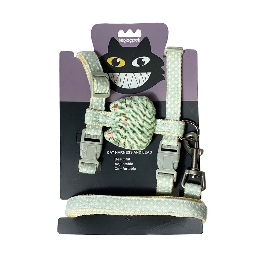 Arnes Transpirable Ajustable + Correa Verde Mascotas Perros Gatos image number 1.0