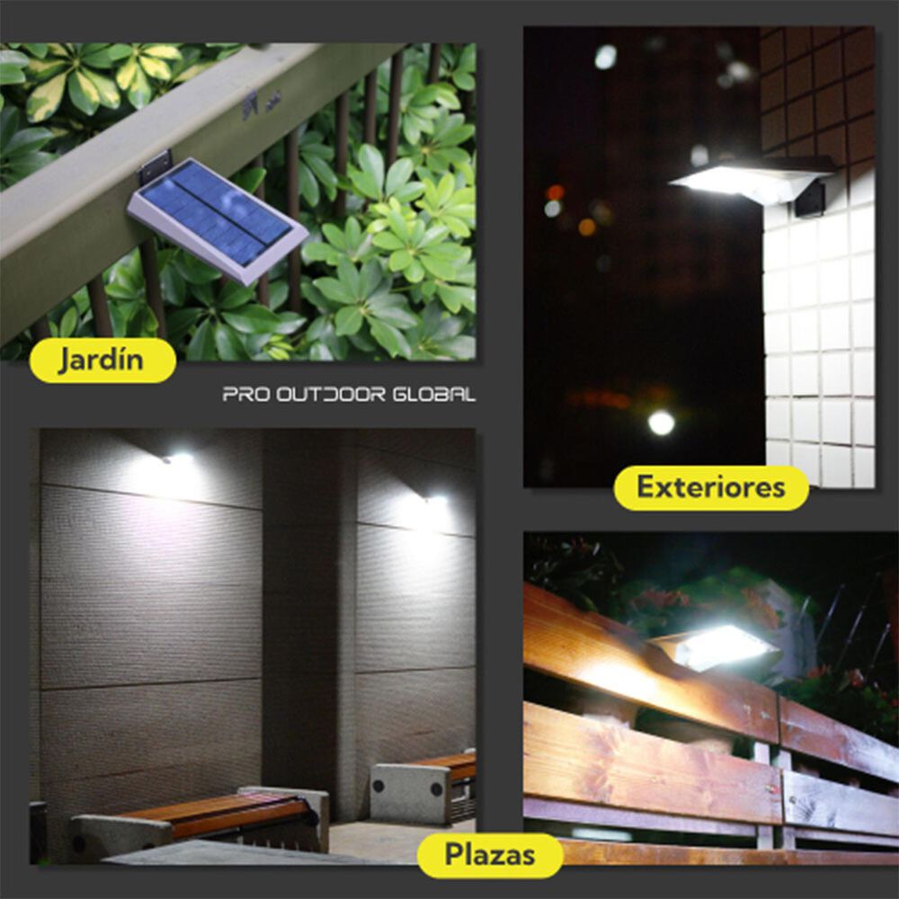 Pack 4 Aplique Solar Contra Agua Ultra Plano Con Sensor De Movimiento image number 6.0