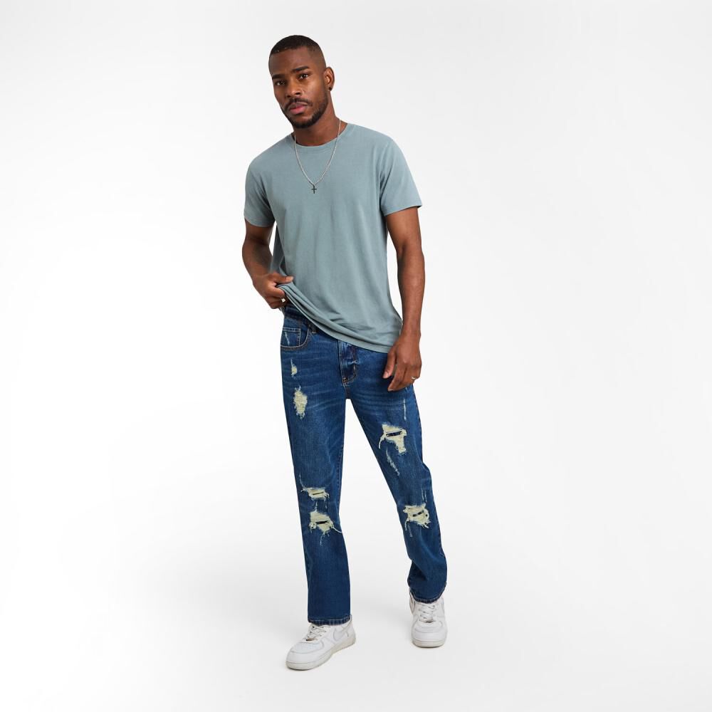 Jeans Con Roturas Tiro Medio Regular Hombre Rolly Go image number 1.0